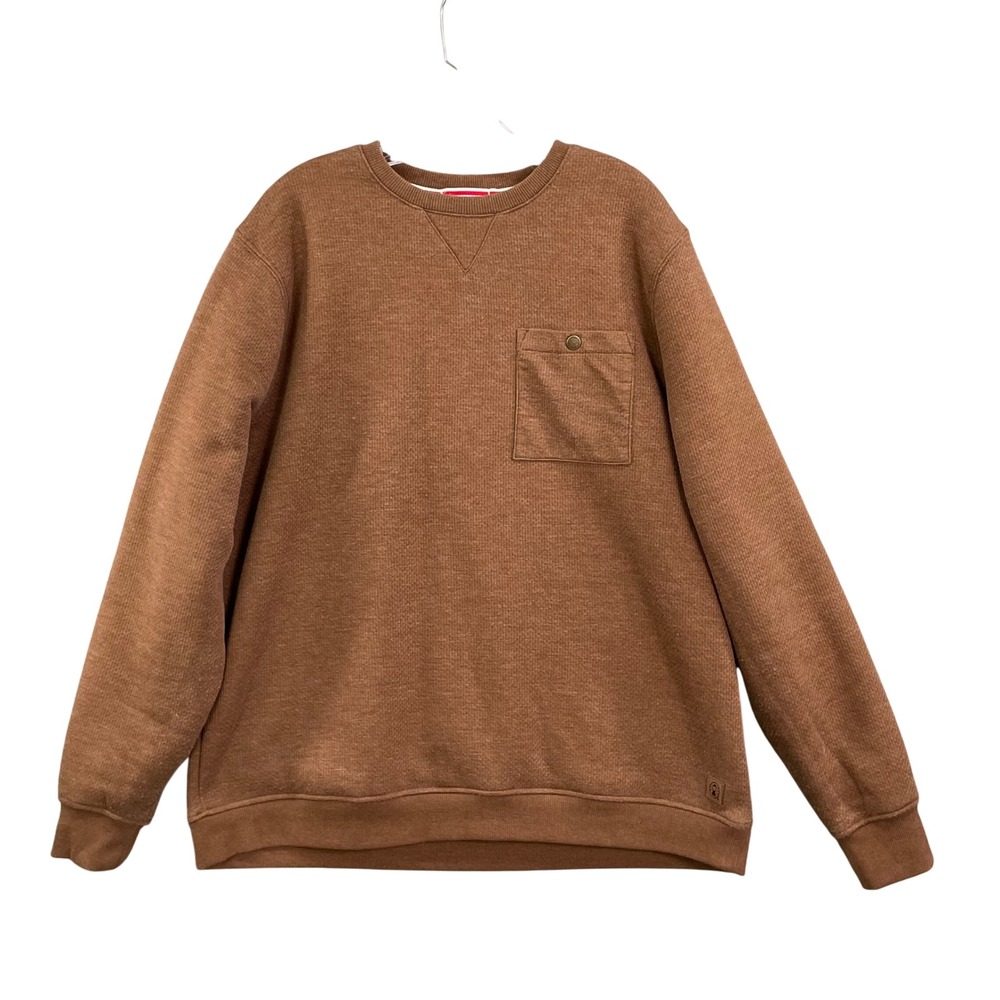 Coleman Sweatshirt Mens XL Brown Good‎ Sherpa Lined Waffle Knit Pocket Crewneck